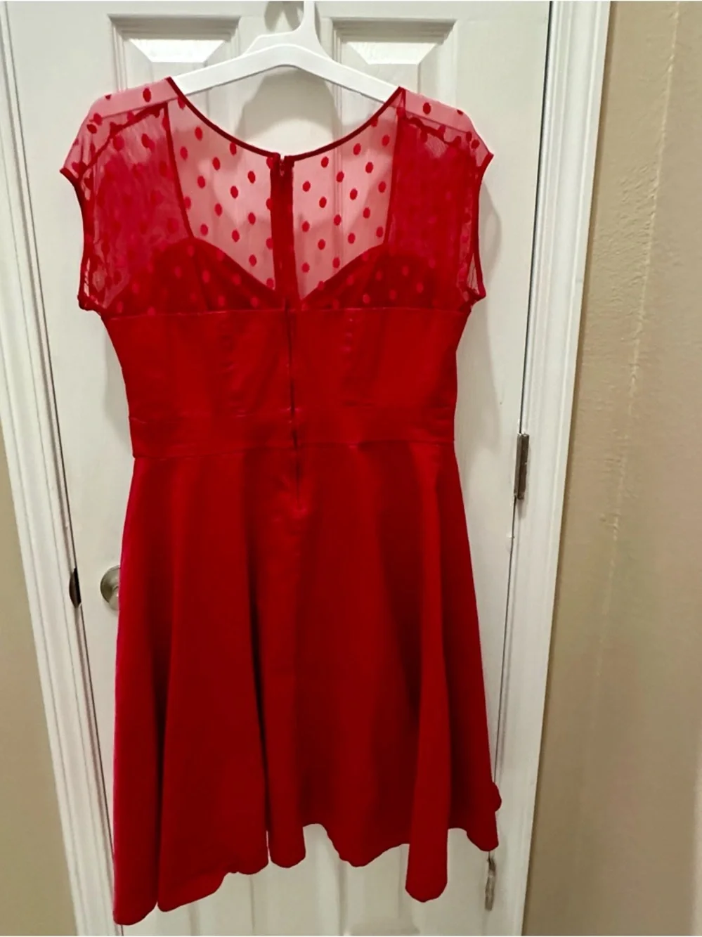 Torrid Red polka dot lace sweetheart swing dress size 16 - Picture 11 of 12